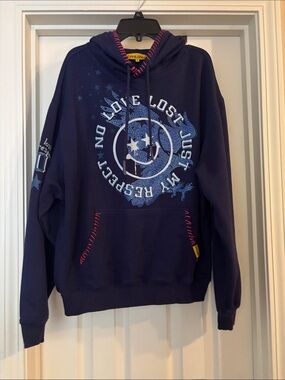 Civilized Navy Graphic Hoodie - Men's medium Pullover Sweatshirt